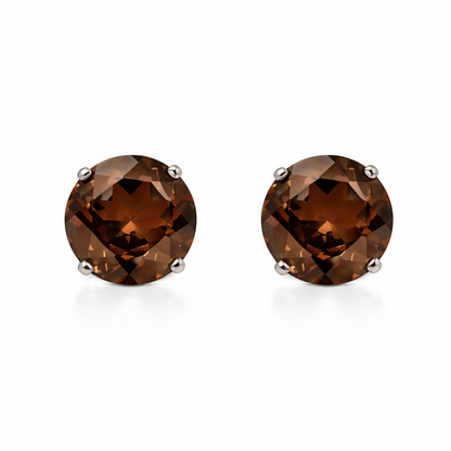 14K Solid White Gold 5mm Round Birthstone Stud Earrings with screw back