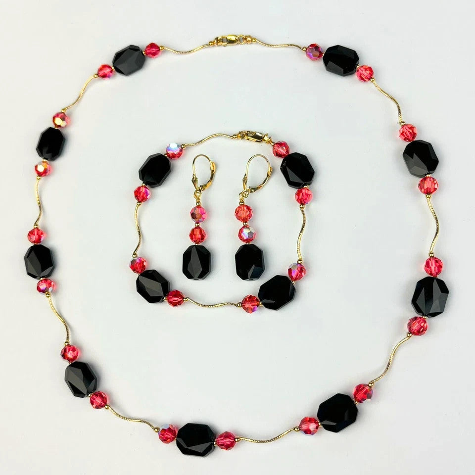 14K Necklace Set made with crystals from Swarovski for Women