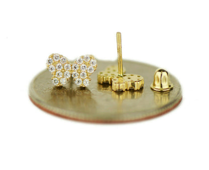 14k Yellow or White Gold Butterfly CZ Stud Earrings