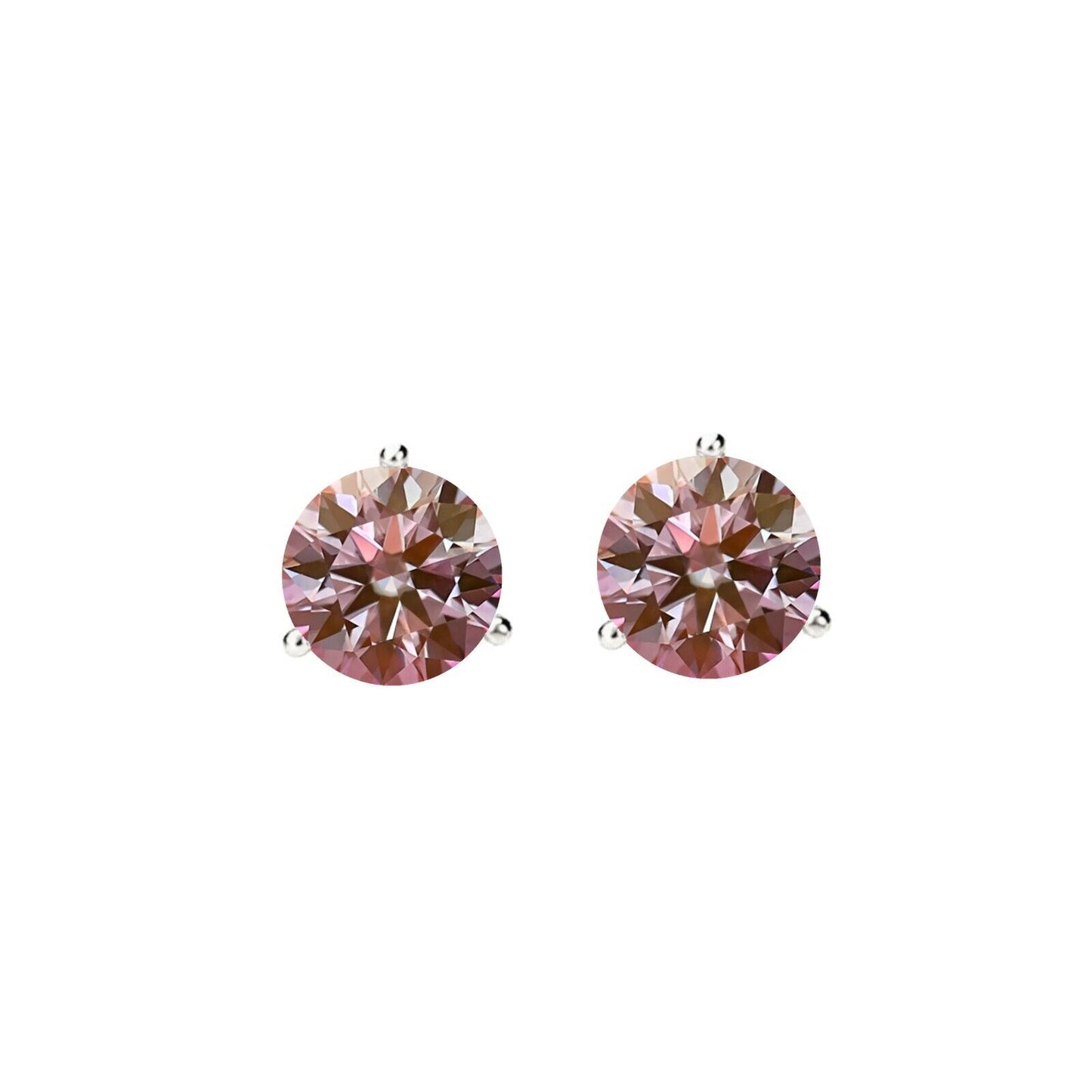 14K Gold GRA CertifiedD-VVS1 Pink Moissanite Martini PushBack Stud Earrings