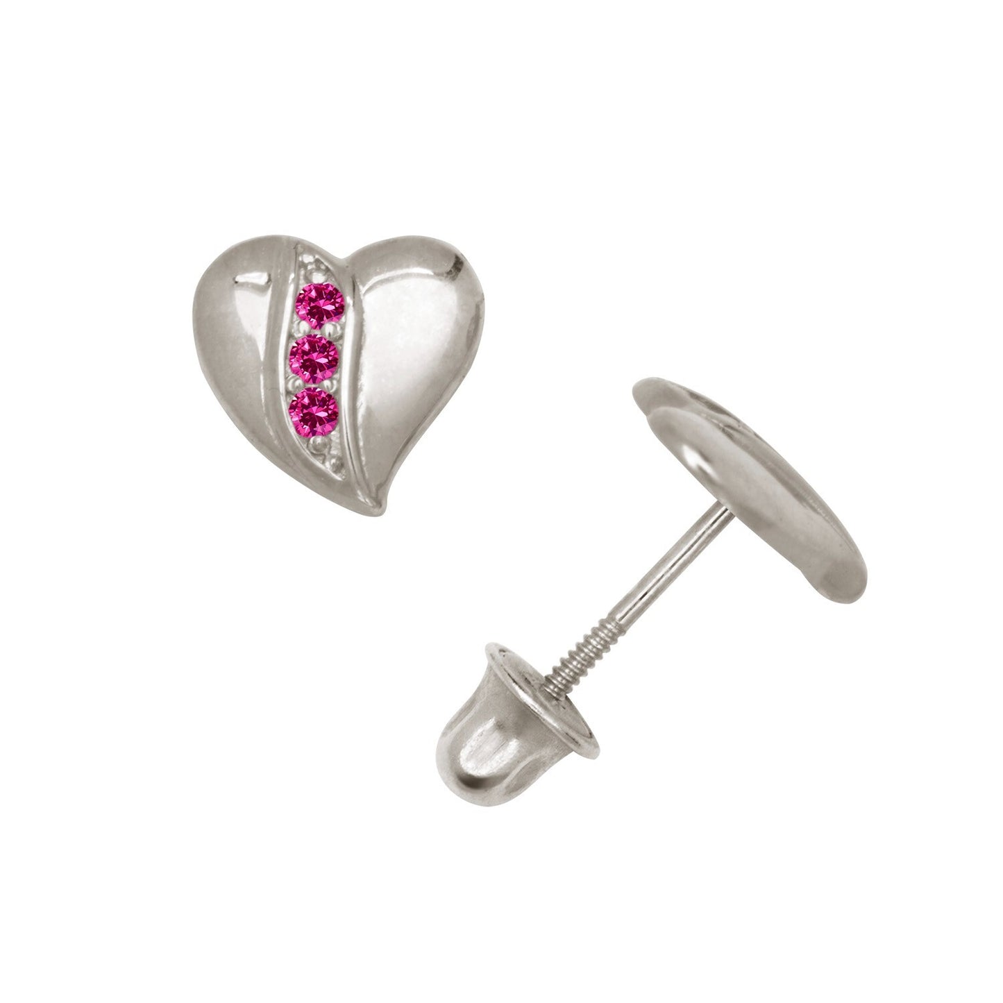 14K Yellow & White Gold Pretty Heart Shaped CZ Stud Earrings for Women