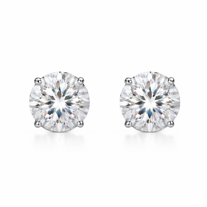 14K Solid White Gold 5mm Round Birthstone Stud Earrings with screw back