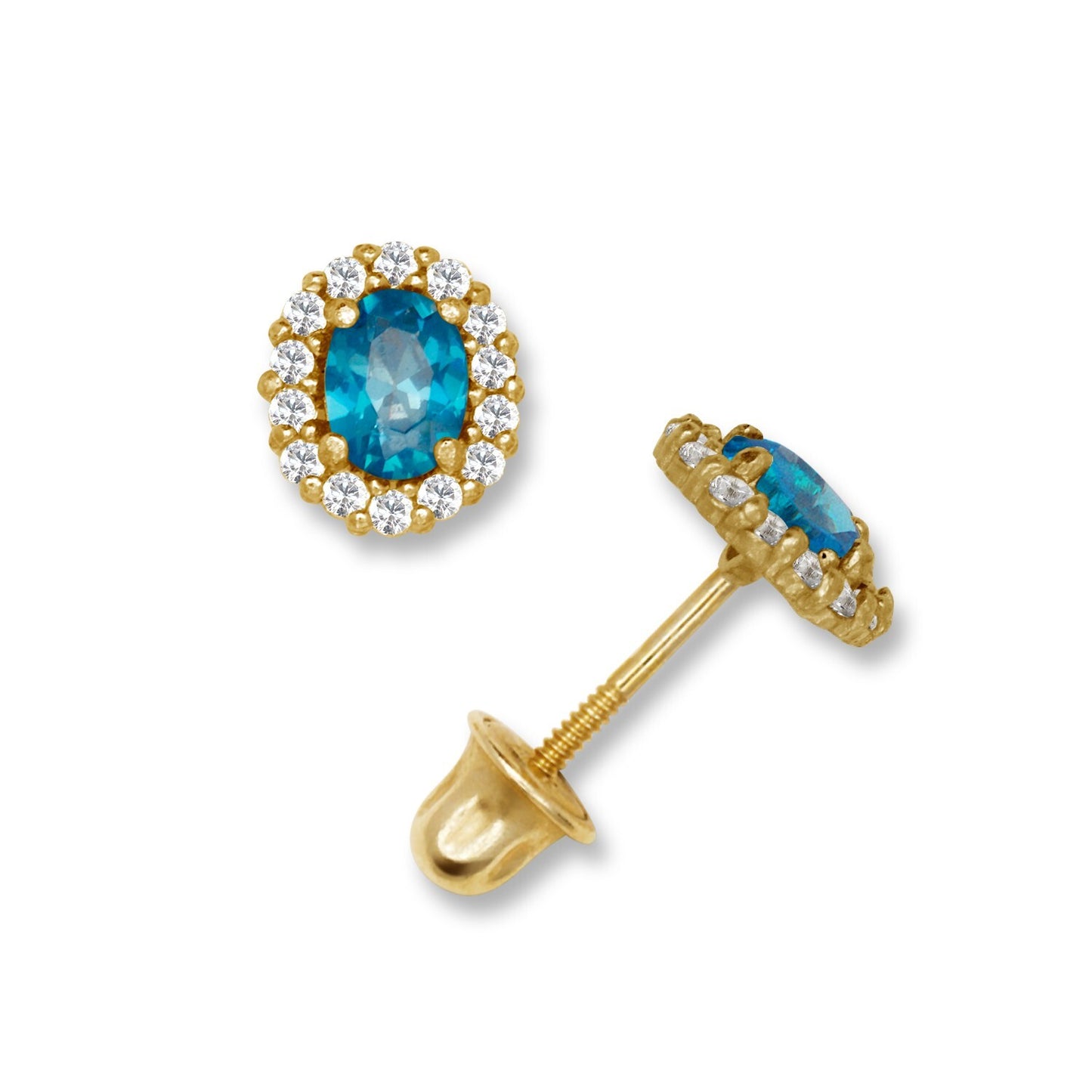14K Yellow & White Gold Oval Shaped Gorgeous Stud Earrings Women for Women