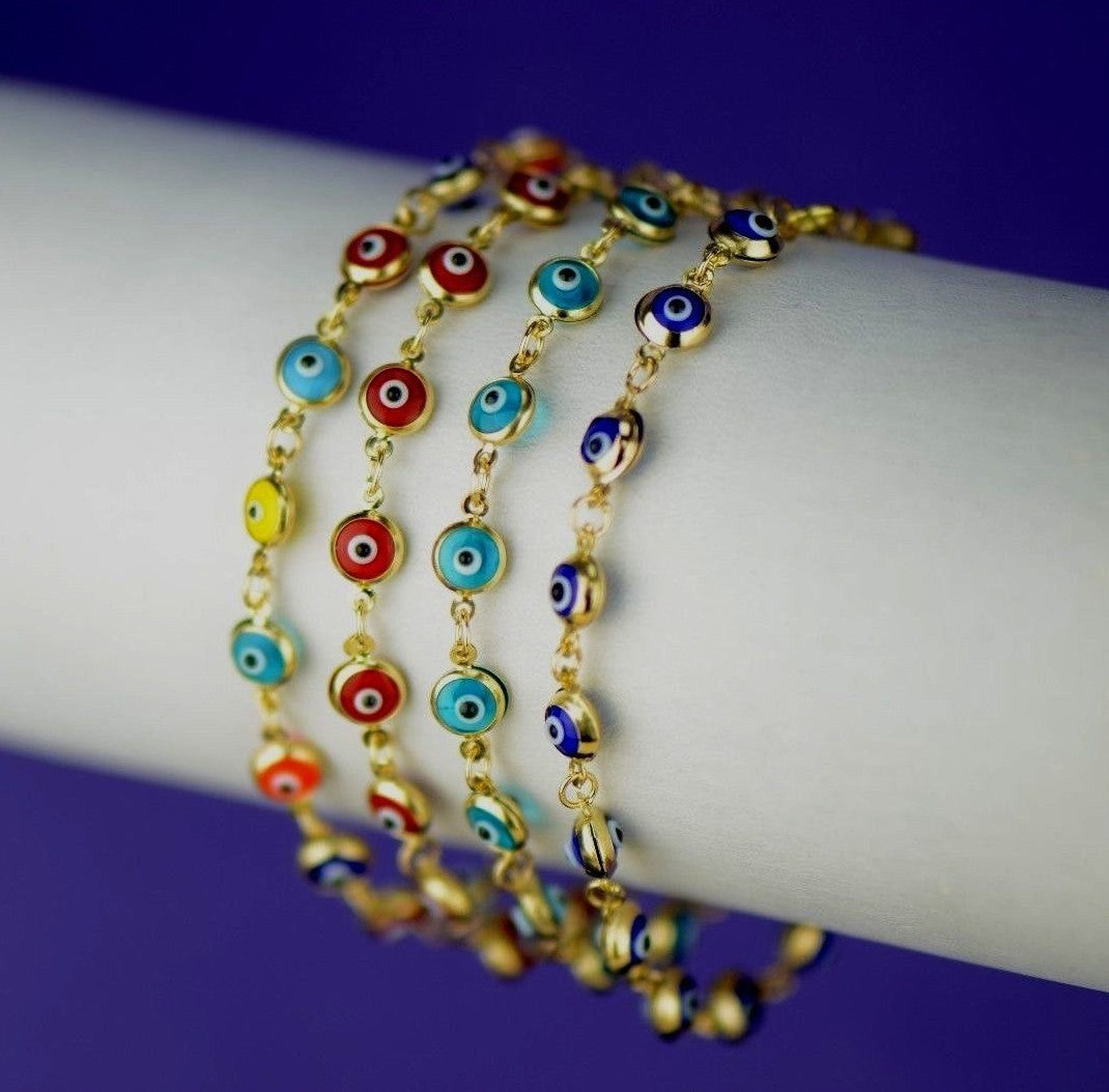14k Yellow Gold  Evil Eye Bracelet