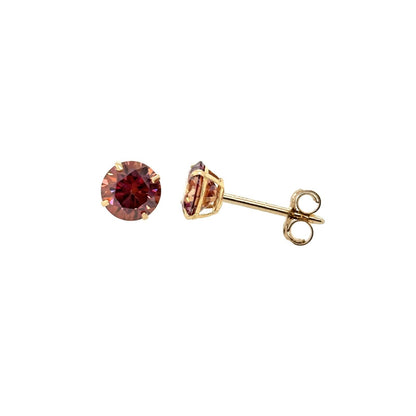 14K Gold GRA Certified D-VVS1 Watermelon Red Moissanite PushBack Studs Earrings