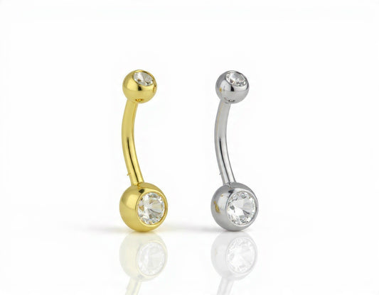 14k Yellow or White Gold CZ Belly Button Ball Body Jewelry Piercing