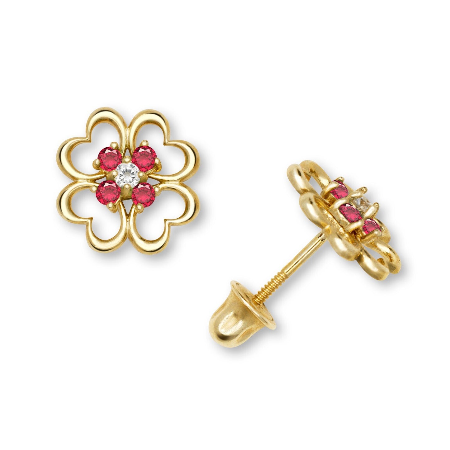 14K Yellow & White Gold Elegant Flower Stud Earrings for Women