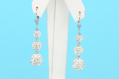 .925 Sterling Silver Sparkle Leverback Dangle Earrings w/Genuine Czech Crystals
