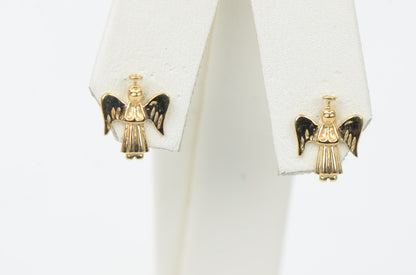 14k Yellow or White Gold Angel Stud Earrings