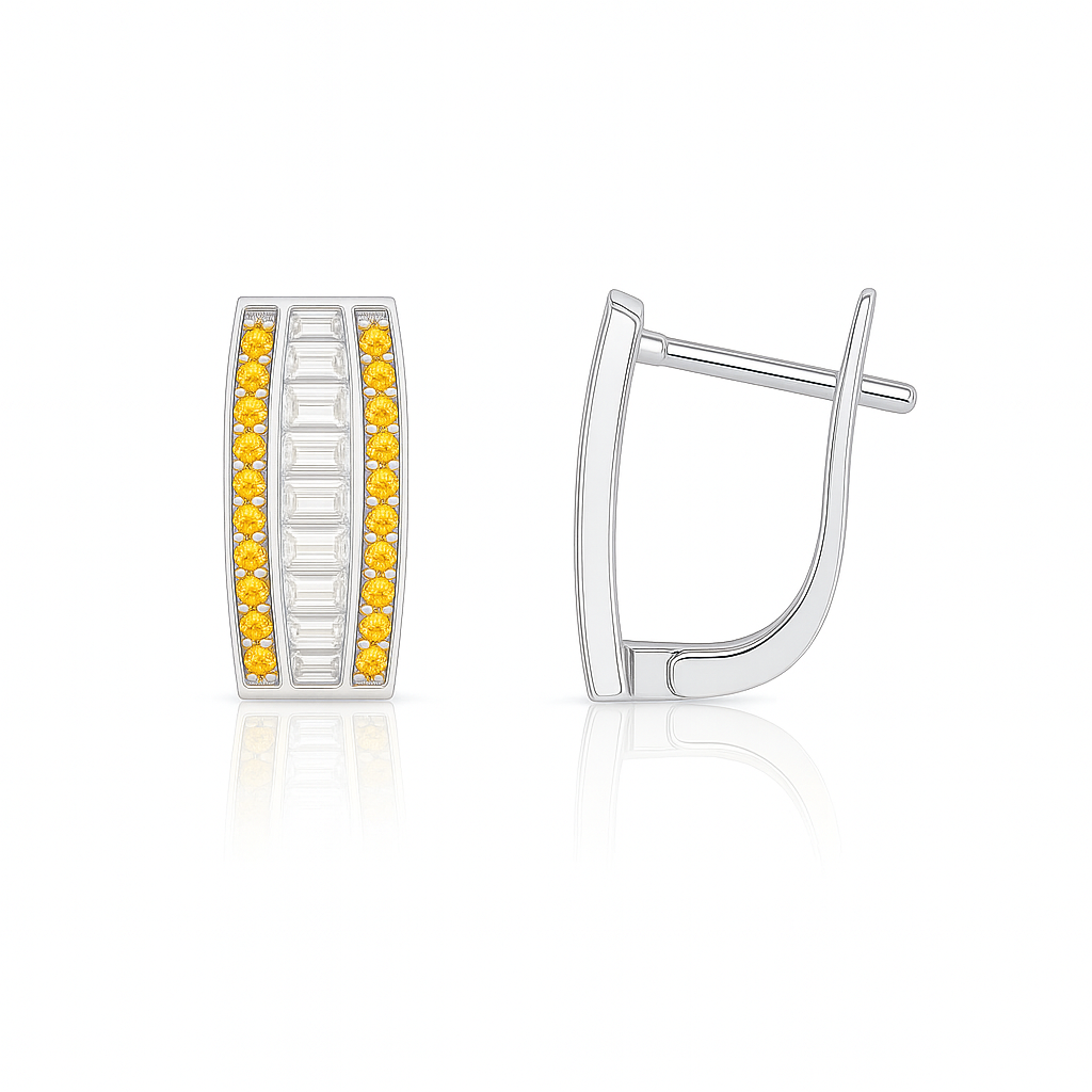 14k White Gold CZ Beautiful Leverback Earrings for Women