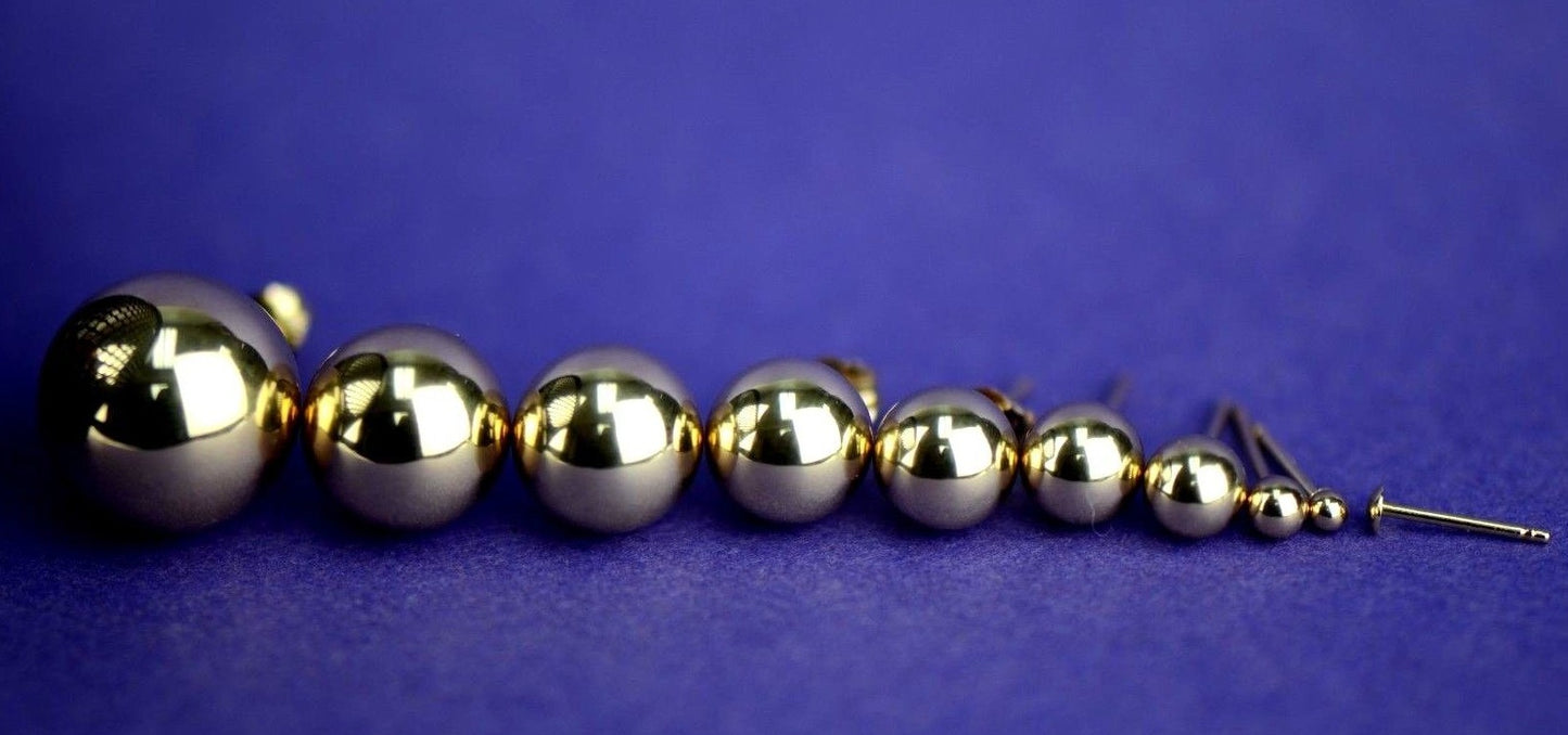14K Yellow Gold Ball 2mm To 12mm Push Back Earrings