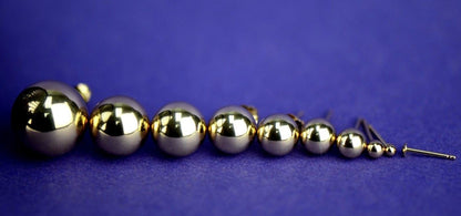 14K Yellow Gold Ball 2mm To 12mm Push Back Earrings