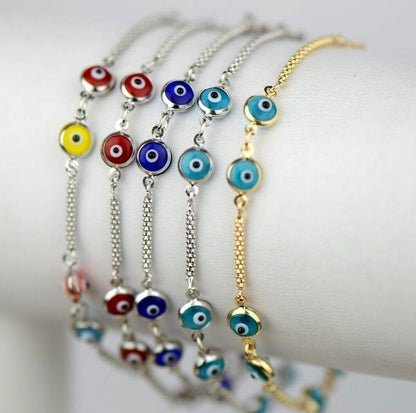 14k Yellow or White Gold Evil Eye Bracelet