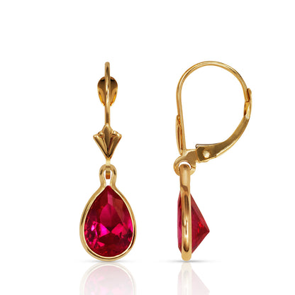 14KYellow Gold Leverback;Birthstone Tear Drop shape Dangle Earrings High Quality