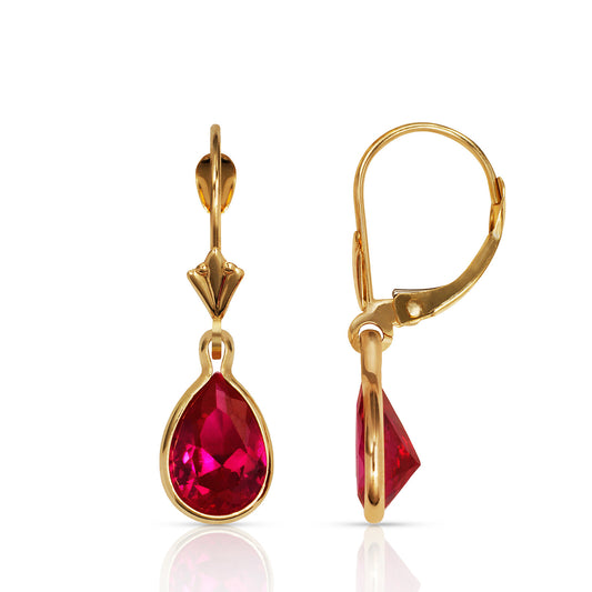 14KYellow Gold Leverback;Birthstone Tear Drop shape Dangle Earrings High Quality