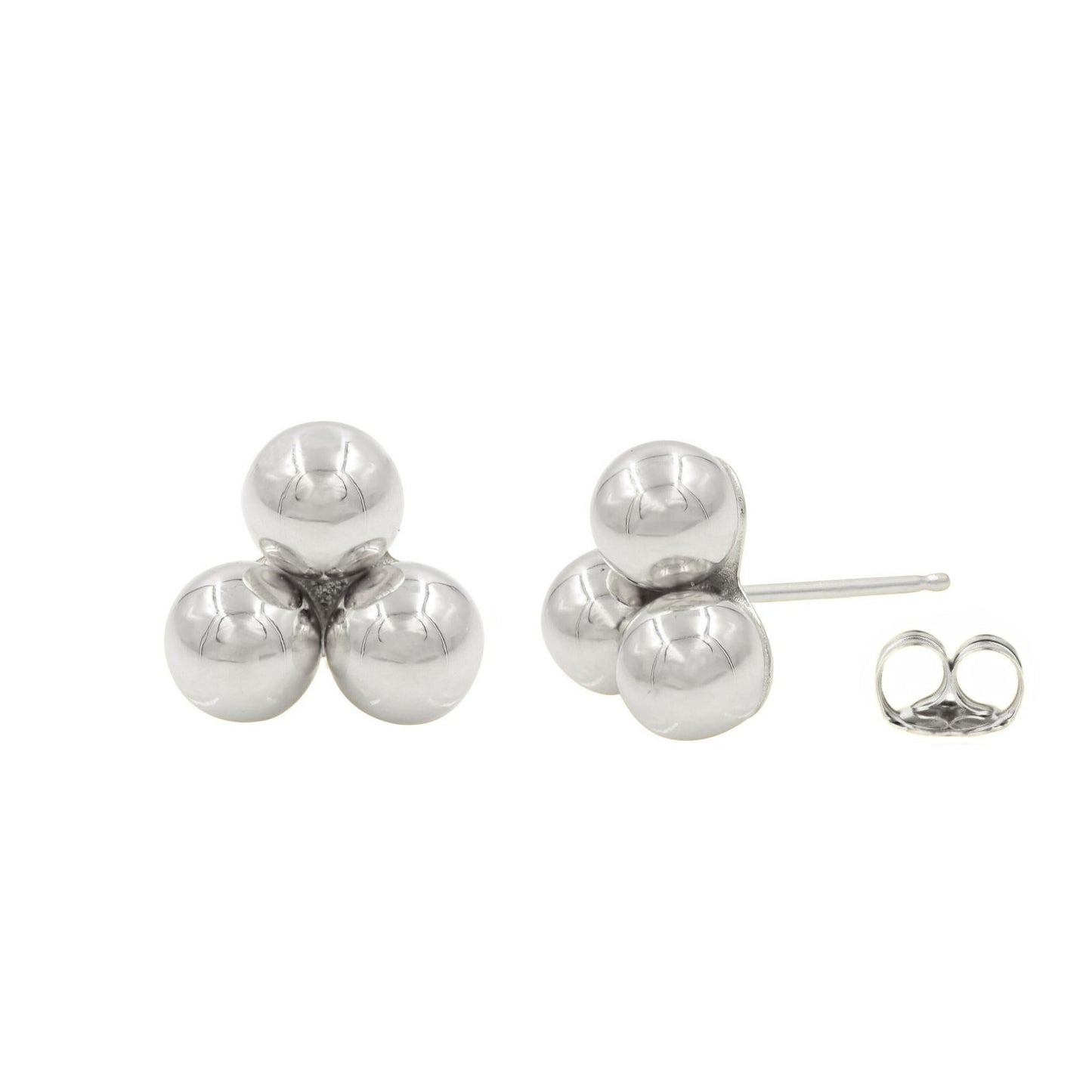 14K Yellow Gold Triple Ball Push Back Earrings