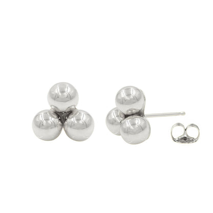 14K Yellow Gold Triple Ball Push Back Earrings