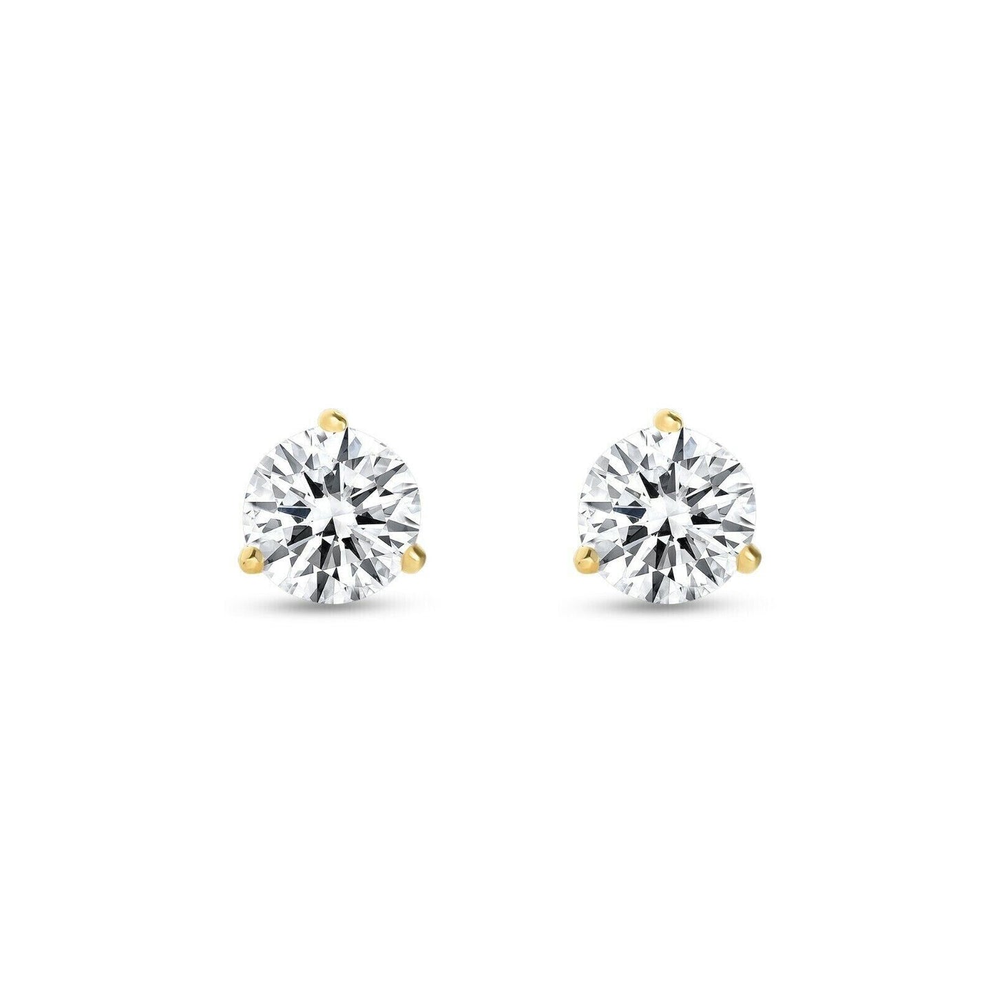 14K Gold GRA Certified D-VVS1 Round Moissanite Martini Screw Back Stud Earrings
