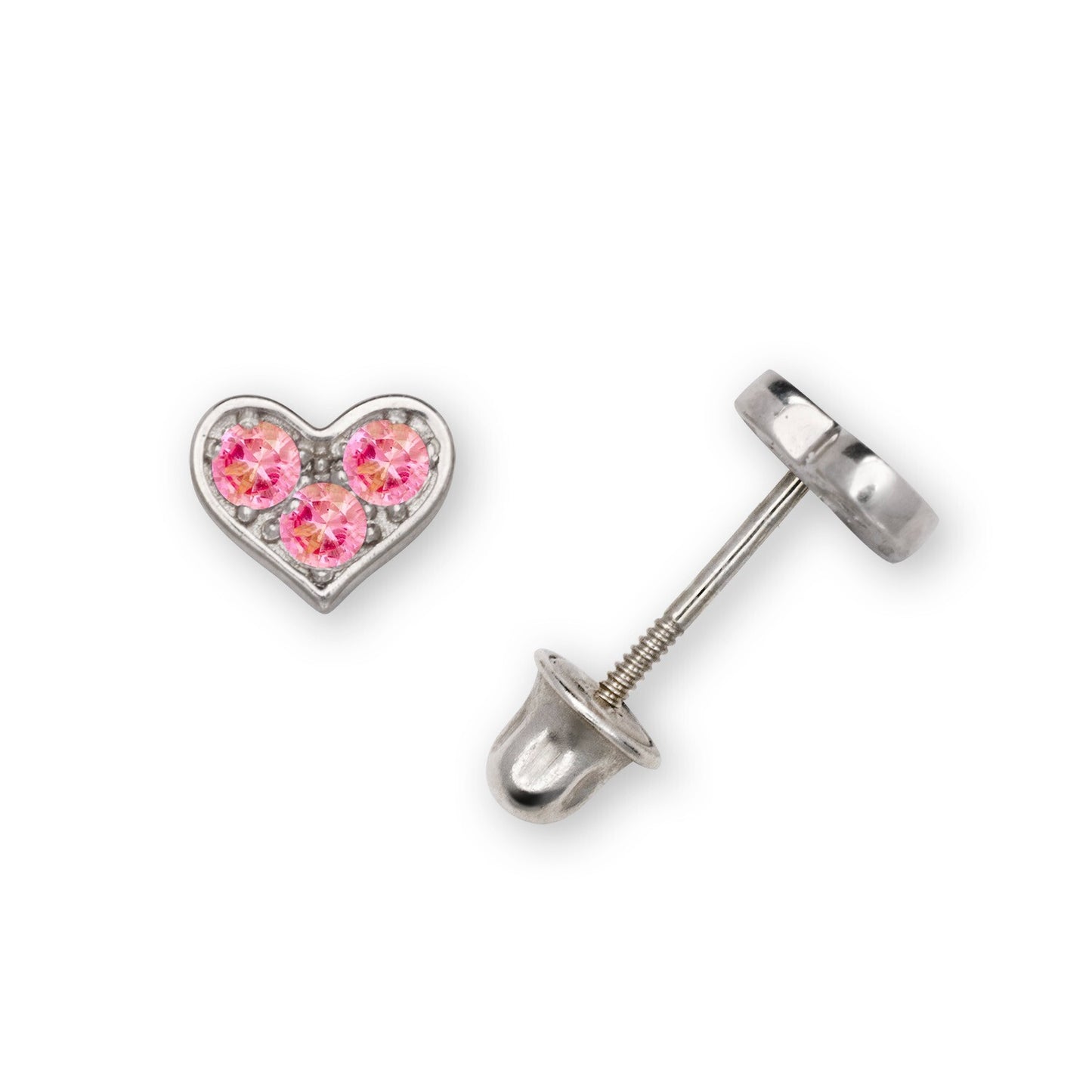 14K Yellow & White Gold CZ Heart Shaped Stud Earrings for Women