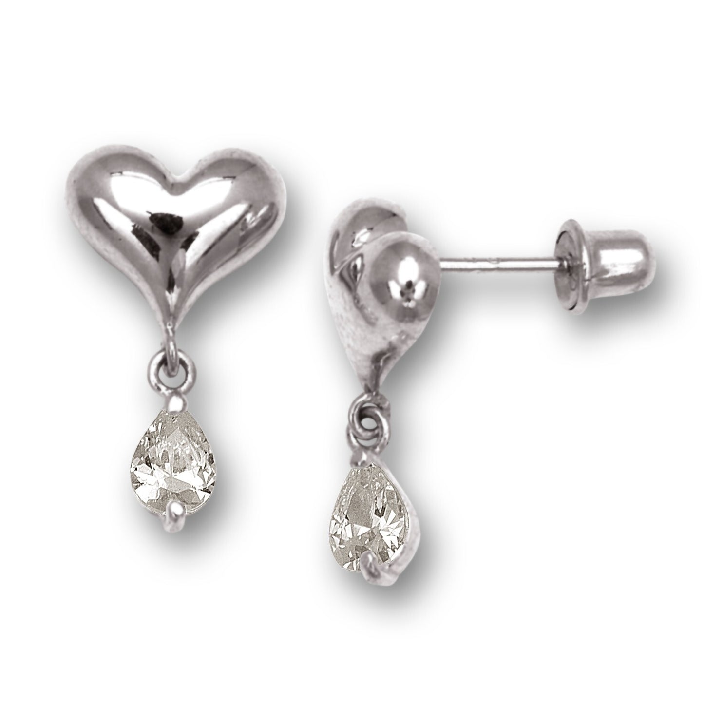 14K Yellow & White Gold  Fancy Heart Shape Earring for Women
