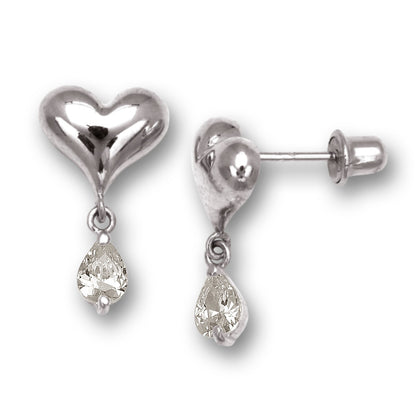 14K Yellow & White Gold  Fancy Heart Shape Earring for Women