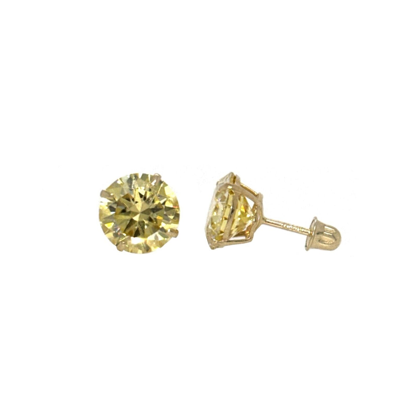 14K Gold GRA Certified D-VVS1 Lemon Yellow Moissanite Screw Back Studs Earrings