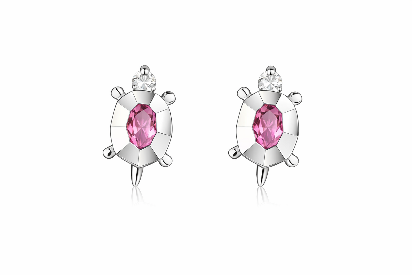 14k Yellow or White Gold Turtle CZ Stud Earring