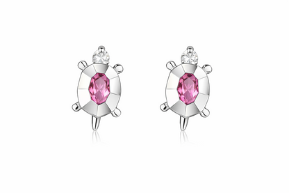 14k Yellow or White Gold Turtle CZ Stud Earring
