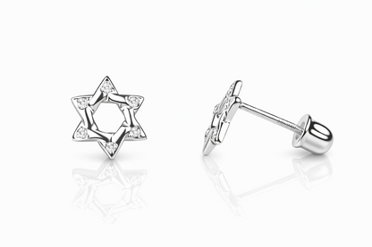 14k Yellow Gold Star of David Stud Earrings