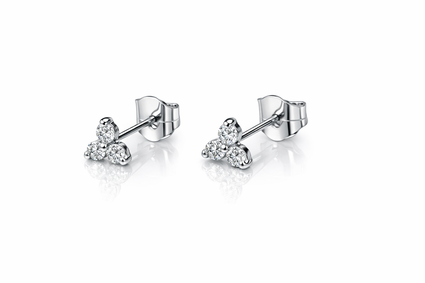 14K Yellow/White/Rose Gold Cz Trillion Earrings with Push Backs
