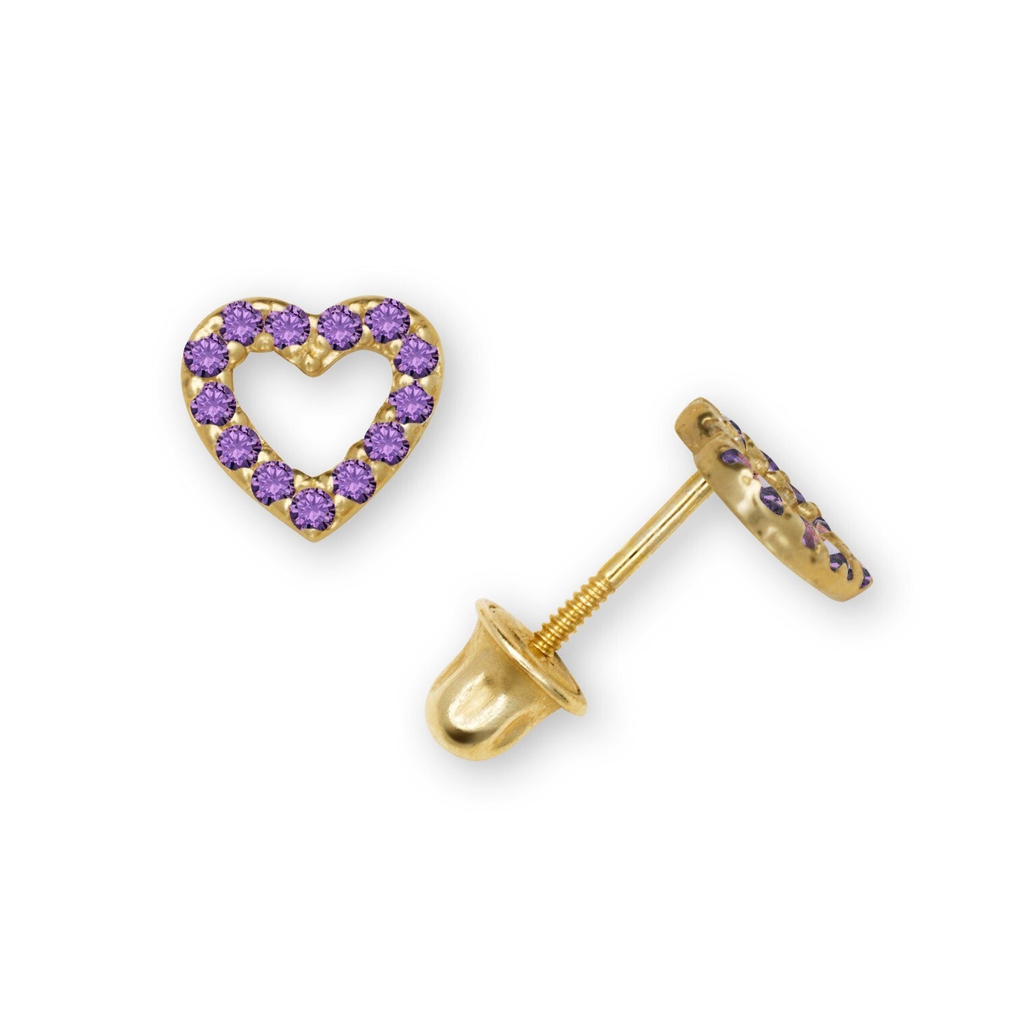 14K Yellow & White Gold Beautiful Small CZ Heart Shaped Stud Earrings for Women