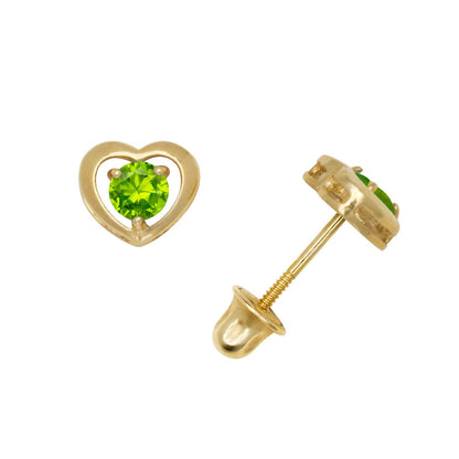 14K Yellow & White Gold Elegant CZ Heart Shaped Stud Earrings for Women