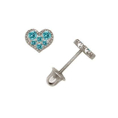 14K Yellow & White Gold Pretty CZ Heart Shaped Stud Earrings for Women