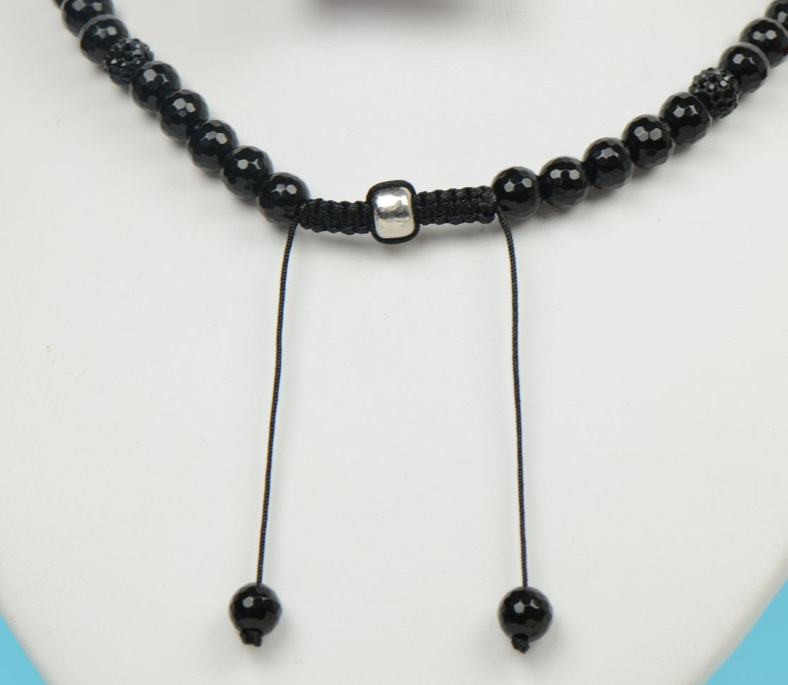 black diamond mens rosary genuine necklace onyx cross chain