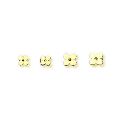 14k Yellow Gold Beautiful Clover Stud Push Back Earrings for Women