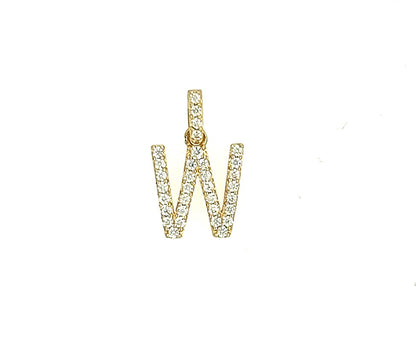 14k Yellow Gold Initial Letter CZ Pendant: Small