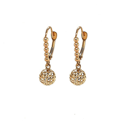 14k Yellow and White Gold Diamond Cut Leverback Earrings