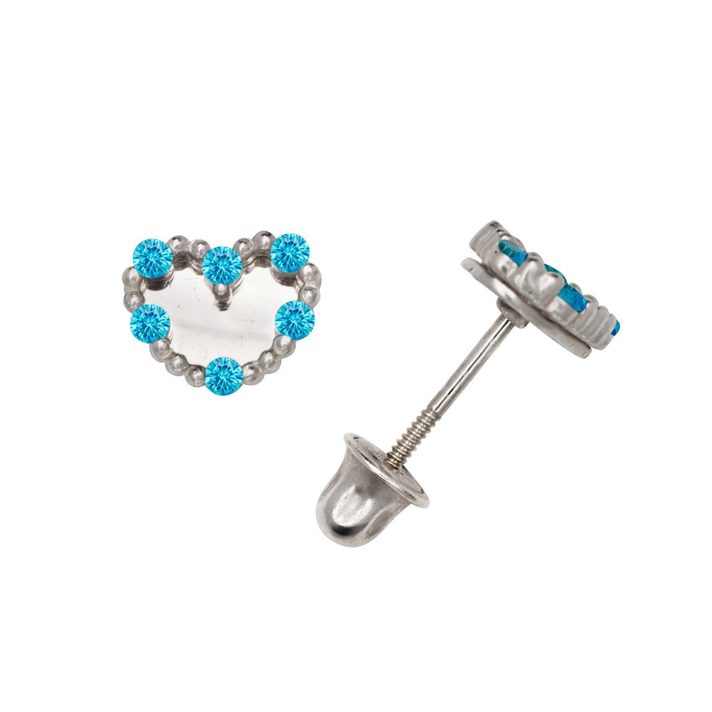 14K Yellow & White Gold Classic Heart Shaped CZ Stud Earrings for Women