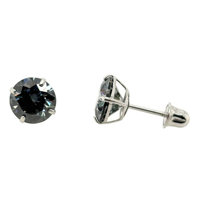14K Gold GRA Certified D-VVS1 Round Grey Moissanite Screw Back Studs Earrings