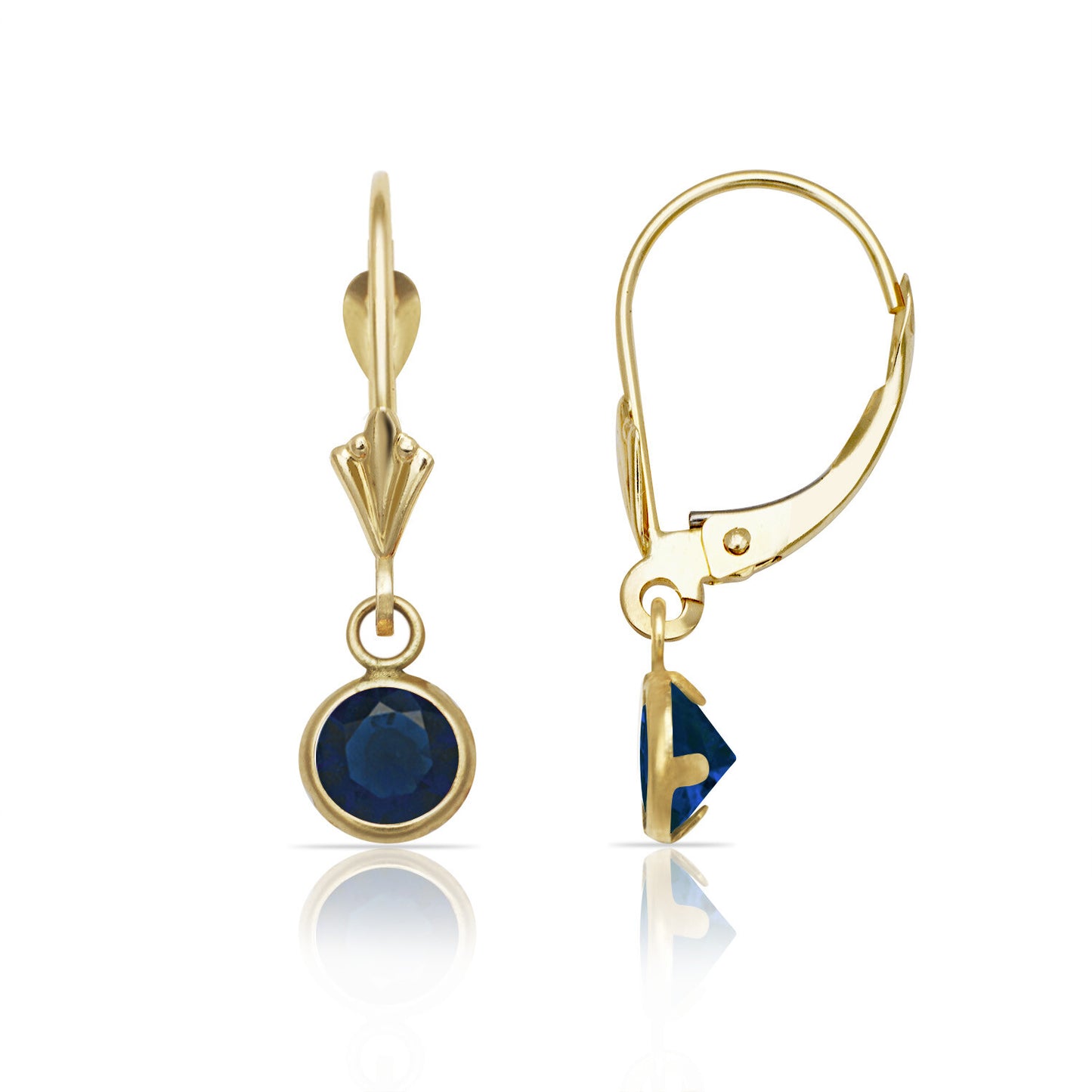 14k Yellow Gold CZ Leverback Earrings