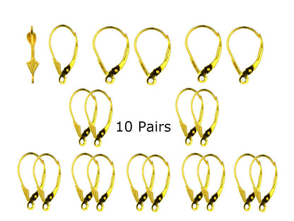 14k Yellow or White Gold Fleur De Lis LeverBack Earring Findings by Pairs!!