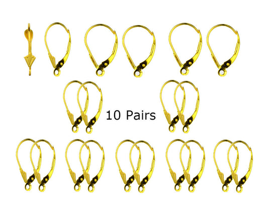 14k Yellow or White Gold Fleur De Lis LeverBack Earring Findings by Pairs!!
