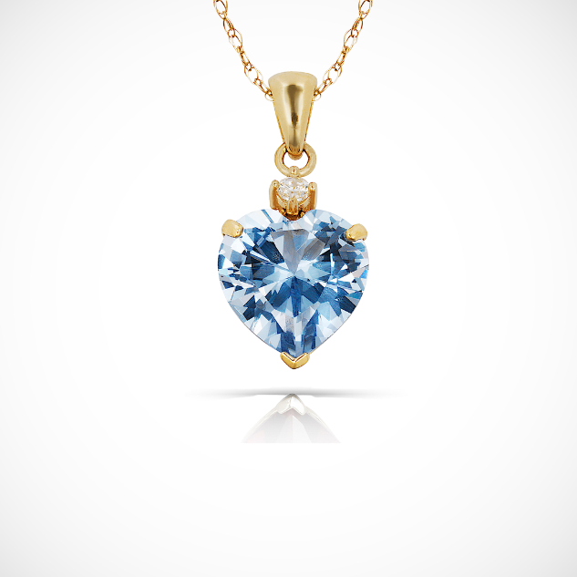 14K Yellow Gold Classic Heart Shaped Simulated CZ Pendant for Women