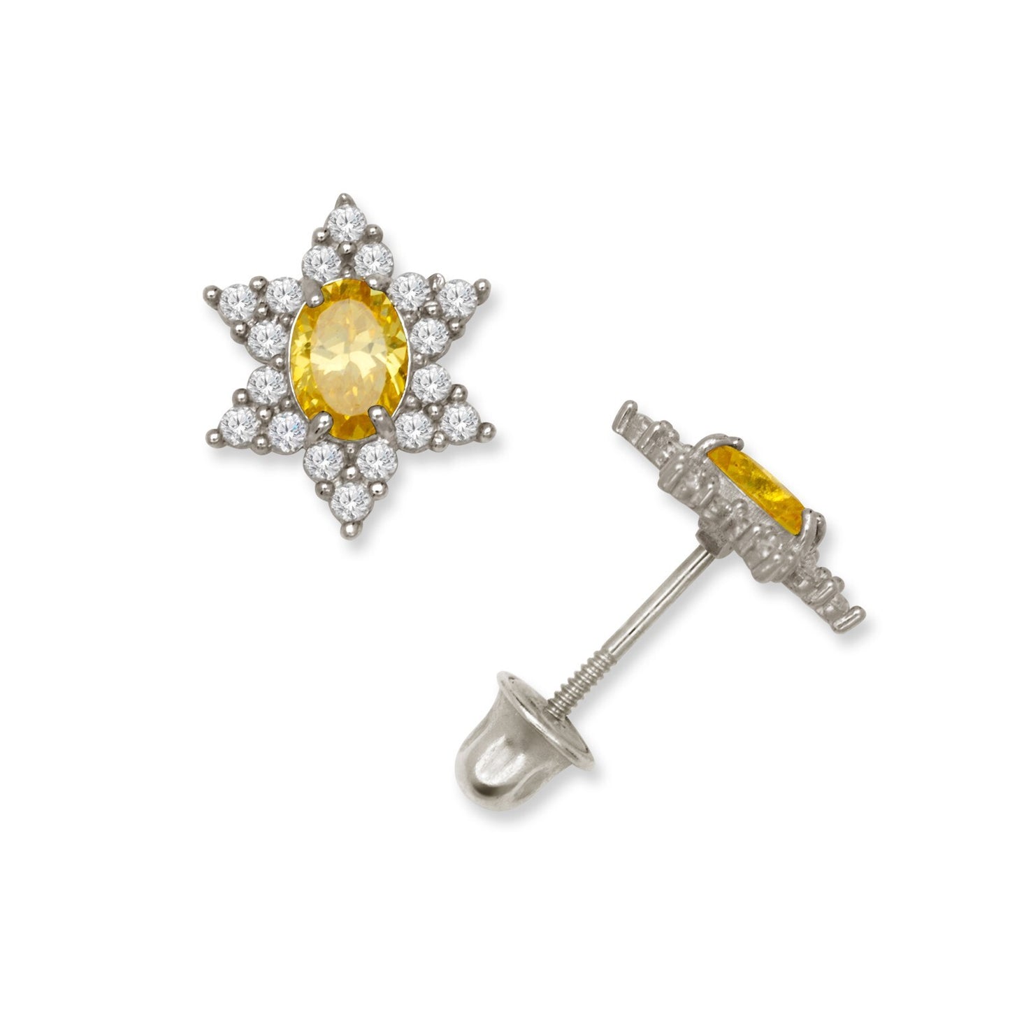 14K Yellow & White Gold Beautiful Star Shaped Stud Earrings for Girls