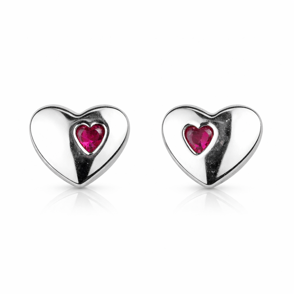 14K White or Yellow Gold Heart Shape CZ Stud Earrings