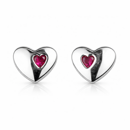 14K White or Yellow Gold Heart Shape CZ Stud Earrings