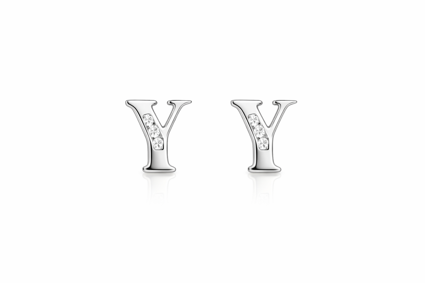 14k Yellow or White Gold Initial Letters CZ Stud Earrings