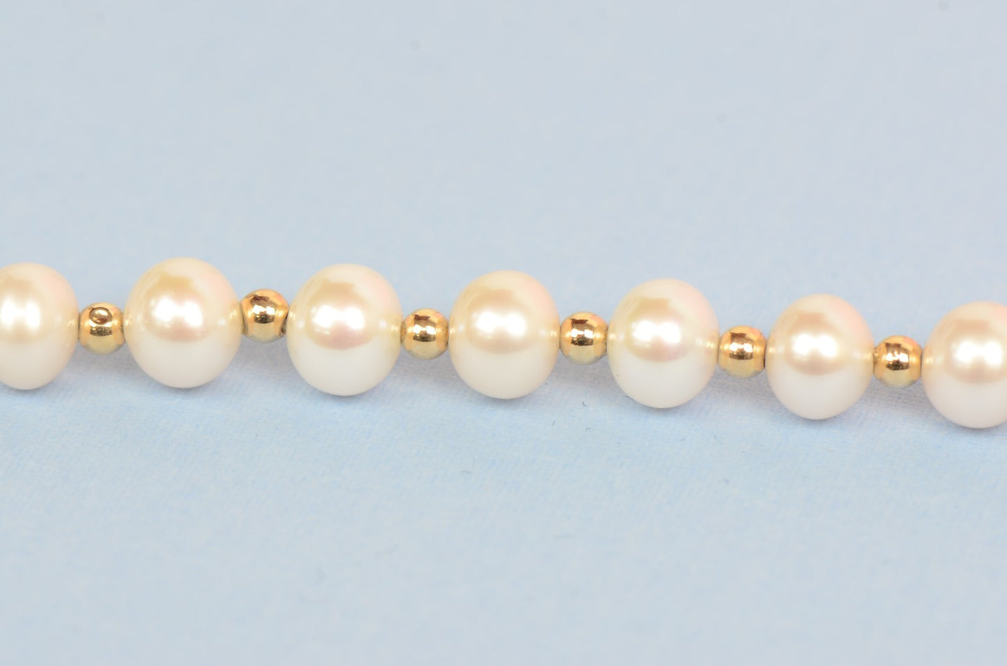 14K Yellow Gold Natural White genuine Pearl Necklace, Bracelet, Earrings Set