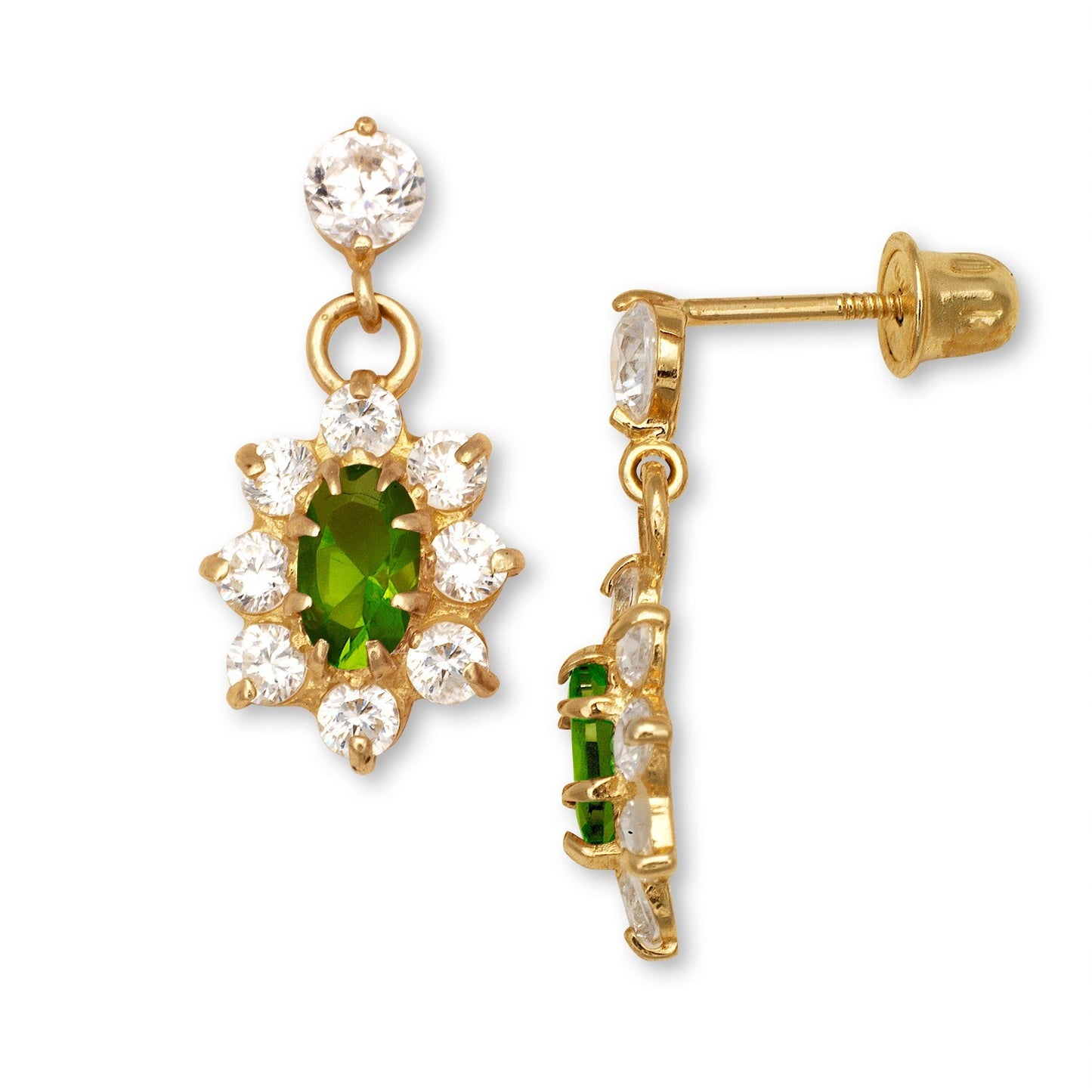 14K Yellow & White Gold Dangle Flower Shape Earrings for Women
