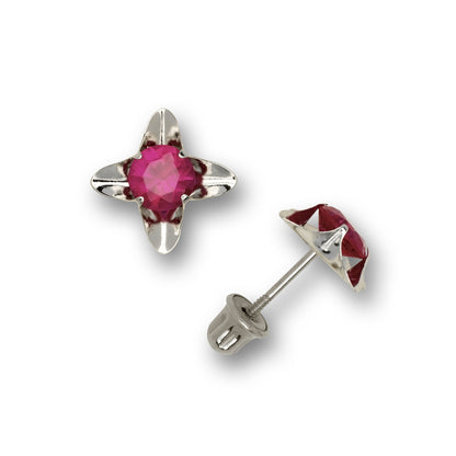 14k Yellow and White Gold Cz Stud Earrings
